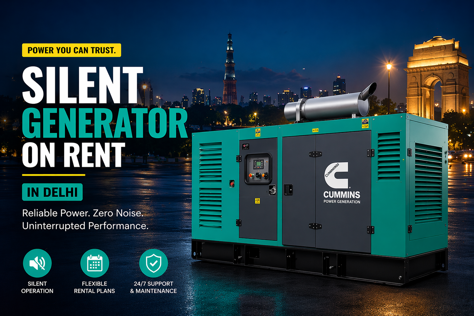 silent generator on rent IN Delhi